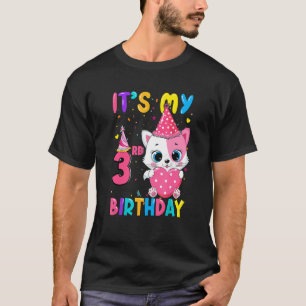 T-shirt It's My 3rd Birthday Girl Cat Birthday 3 Years Ol