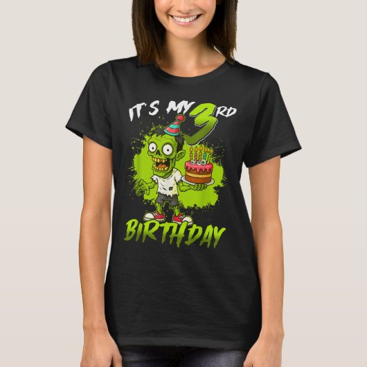 T-shirt It's My 3rd Birthday Zombie 3 Years Old Happy Hall (Devant)