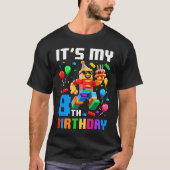 T-shirt Its My 8th Birthday Building Brick 8 Years Old Boy (Devant)