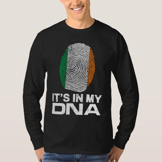 T-shirt IT'S MY DNA IN Flag National Pride Fingerprint Ire (Devant)