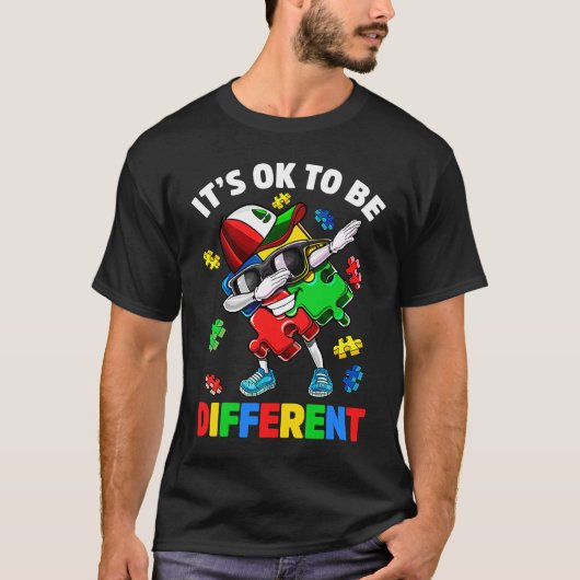 T-shirt Its Ok To Be Different Autism Awareness Dabbing Pu (Devant)