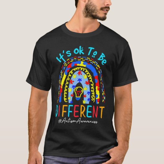 T-shirt Its Ok To Be Different Autism Awareness Puzzle Pie (Devant)
