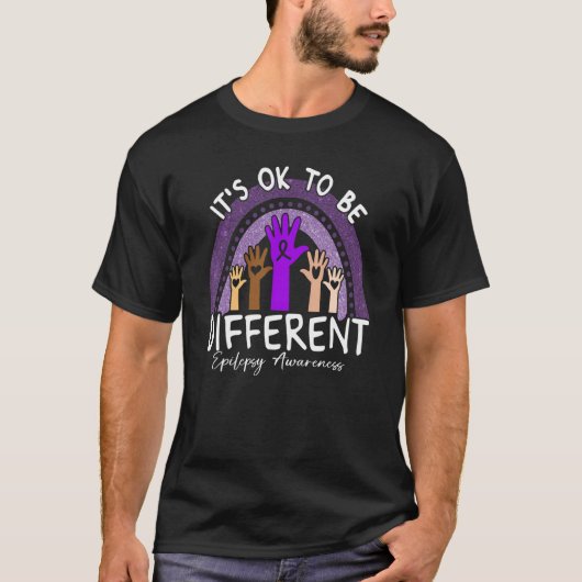 T-shirt It's Ok To Be Different Epilepsy Awareness Purple  (Devant)