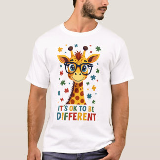 T-shirt It's Ok To Be Different Giraffe Autism Awareness B