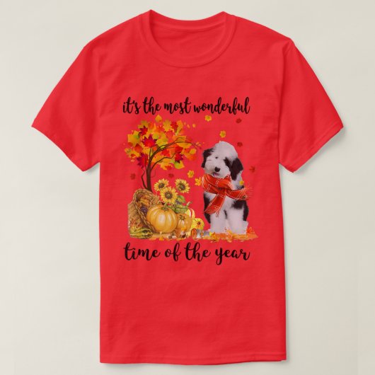 T-shirt It's The Most Wonderful Autumn Time Sheepadoodle P (Design devant)