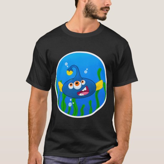 T-shirt Itty Bitty Monsters - Blue Angler Guy (Devant)