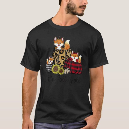 T-shirt Itu2019s Automne Yu2019all Forest Foxes Sunflower  (Devant)