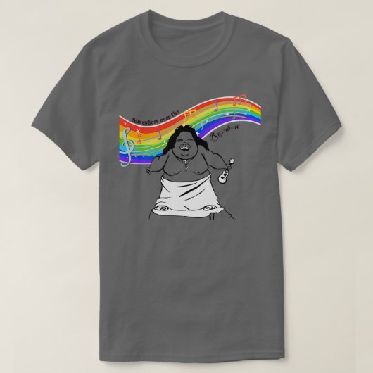T-shirt IZ Kamakawiwoole quelque part sur l'arc-en-ciel (Design devant)