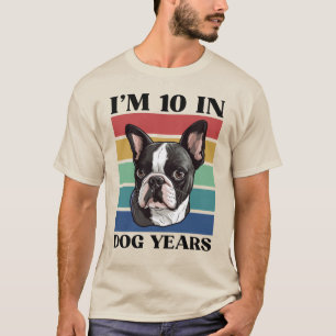 T-shirt J’ai 10 ans de chien, 70e anniversaire Boston Terr