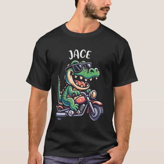T-shirt Jace Funny Alligator Motorcycle Conception pour ga (Devant)