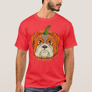 T-shirt Jack-o'-lantern Citrouille anglais Bulldog Hallowe