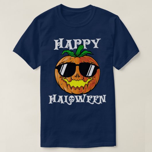 T-shirt Jack-o'-lantern Citrouille Portant des lunettes de (Design devant)