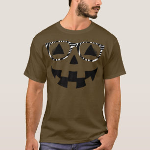 T-shirt Jack-o'-lantern Citrouille Visage Zèbre Lunettes H