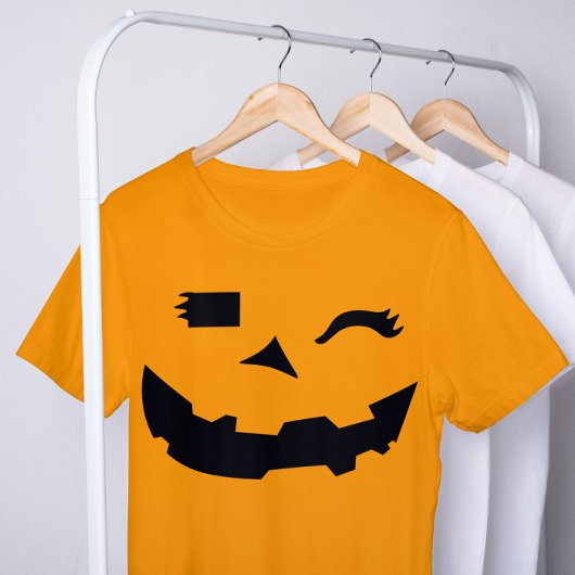 T-shirt Jack-o'-lantern Face Citrouille Orange Halloween