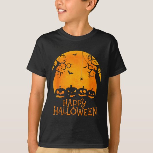 T-shirt Jack-o'-lantern Face Joyeux Halloween Citrouilles  (Devant)