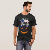 T-shirt Jack O Lantern Face Pumpkin Halloween Messy Bun (Devant entier)