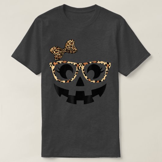 T-shirt Jack O Lantern Face Pumpkin Hallowen Leopard Print (Design devant)