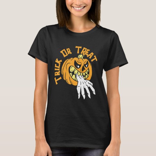 T-shirt Jack-o'-lantern Halloween Costume Citrouille Trick (Devant)