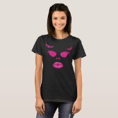 T-shirt Jack-o'-lanterne rose avec cils Halloween (Devant entier)