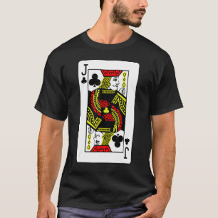 T-shirt Jack Of Clubs Poker Card Jeux Jouer Cartes Noir