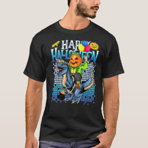 T-shirt Jack Riding Trex Dino Jurassic Halloween Citrouill