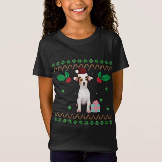 T-Shirt Jack Russel Portant Noël Casquette Chien Maman Pap (Devant)