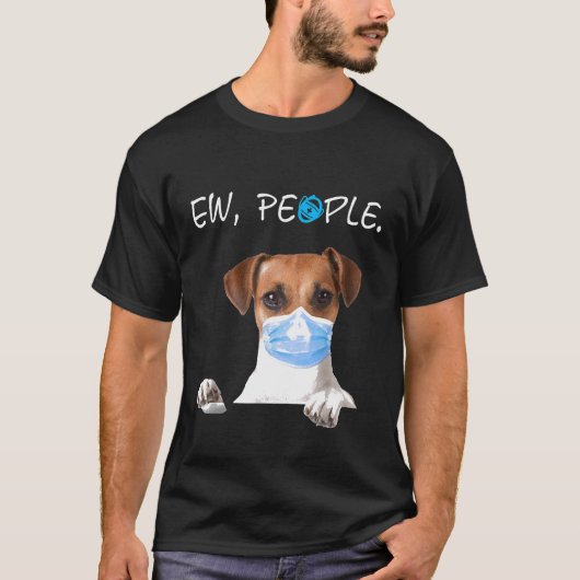 T-shirt Jack Russell Chien Ew Chien Portant Un Masque Visa (Devant)