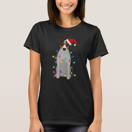 T-shirt Jack Russell Terrier Chien Feux d'arbre de Noël (Devant)
