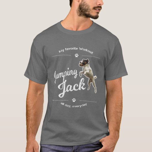 T-shirt Jack Russell Terrier Chien Jumping Jack Tee Funny  (Devant)