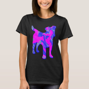 T-shirt Jack Russell Terrier Chien rose et bleu Silhouette