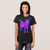 T-shirt Jack Russell Terrier Chien rose et bleu Silhouette (Devant entier)