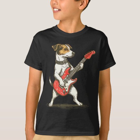 T-shirt Jack Russell Terrier Dog Playing Guitar Rocker Gui (Devant)