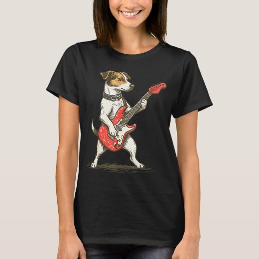 T-shirt Jack Russell Terrier Dog Playing Guitar Rocker Gui (Devant)