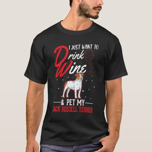 T-shirt Jack Russell Terrier Et Vin (Devant)