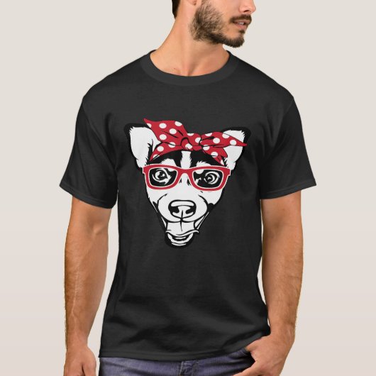 T-shirt Jack Russell Terrier Hound Silhouette Sunglass (Devant)