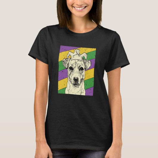 T-shirt Jack Russell Terrier Jester Mardi Gras Dog Mom or (Devant)