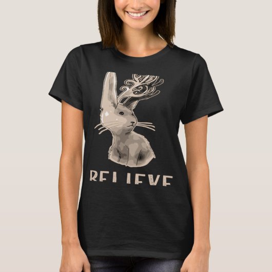 T-shirt Jackalope BELIEVE Magical Creature Mythological Fa (Devant)