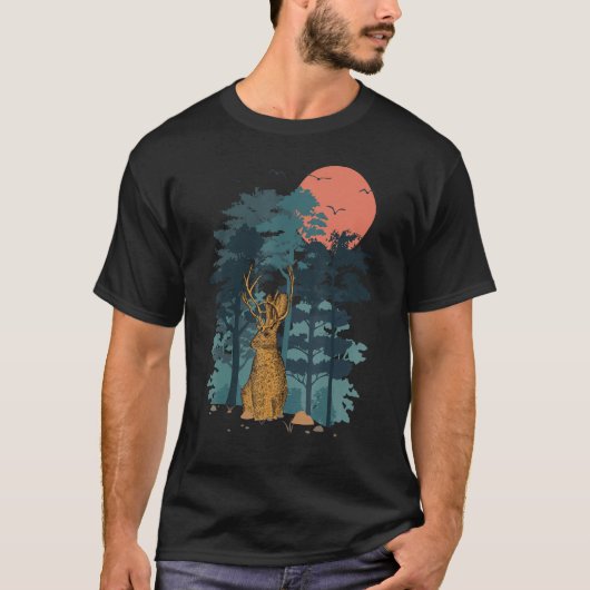 T-shirt Jackrabbit Mountain Pine Tree Les oiseaux du ciel (Devant)