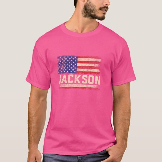 T-shirt Jackson Nom Chemise Jackson Nom drapeau américain (Devant)