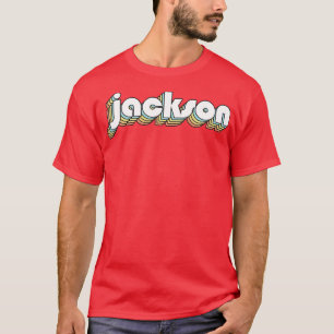 T-shirt Jackson Retro Typographie arc-en-ciel style défraî