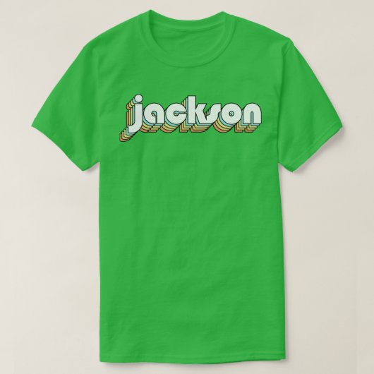T-shirt Jackson Retro Typographie arc-en-ciel style défraî (Design devant)