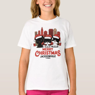 T-shirt Jacksonville City Floride Merry Christmas Cats USA