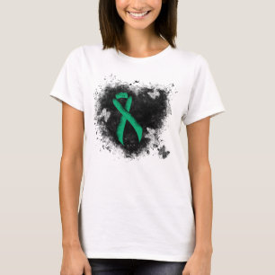 T-shirt Jade Awareness Ribbon Grunge Coeur
