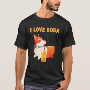 T-shirt J'adore Boba Chien Welsh Corgi Pembroke Bubble Tea