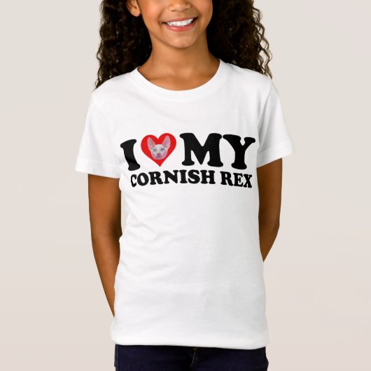 T-Shirt J'adore (Cœur) Mon Cornish Rex (Devant)