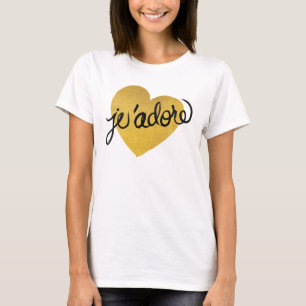 T-shirt J'adore Cote Coeur noir et or