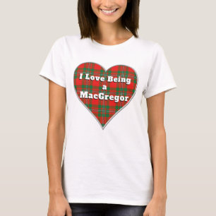 T-shirt J'adore être un clan MacGregor Tartan Plaid Heart