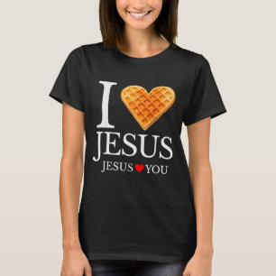 T-shirt J'adore Jésus Gaufre Cœur Drôle de Petit Déjeuner 