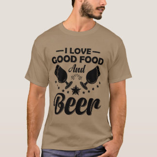 T-shirt J'adore la bonne nourriture et le chef de bière cu