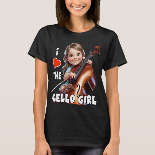 T-shirt J'adore la fille de violoncelle (Devant)